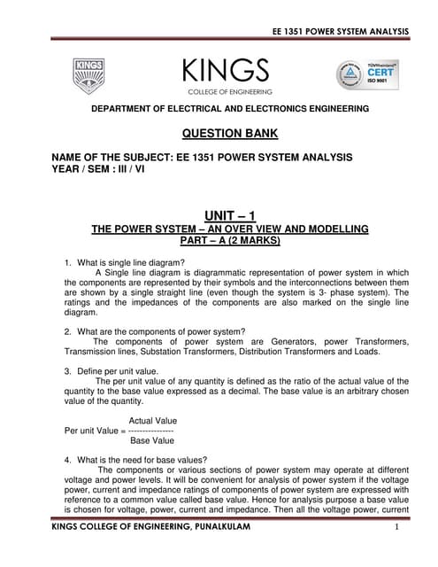 Ee 1351 power system analysis
