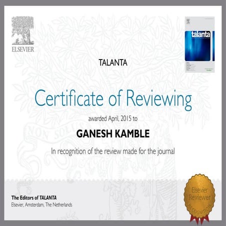 Certificate Talanta 2