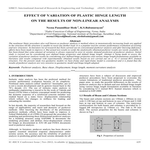 Effect of variation of plastic hinge length on the results of non linear anal...