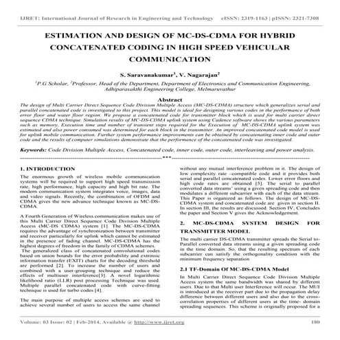 Estimation and design of mc ds-cdma for hybrid concatenated coding in high sp...