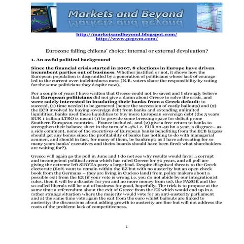 Eurozone falling chickens choice   internal or external devaluation