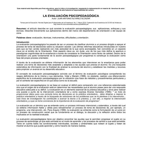 Evaluacion psicopedagogica 0