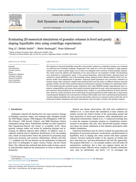 Evaluating 2D numerical simulations of granular columns in level and gently s...
