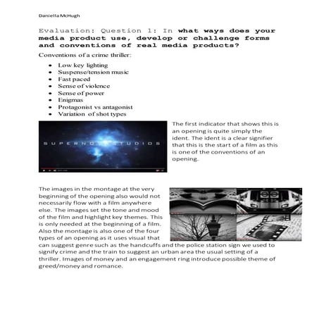 Evaluation : Question 1 