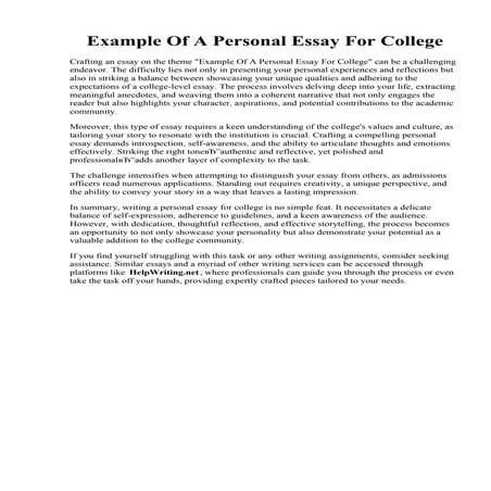 Example Of A Personal Essay For College