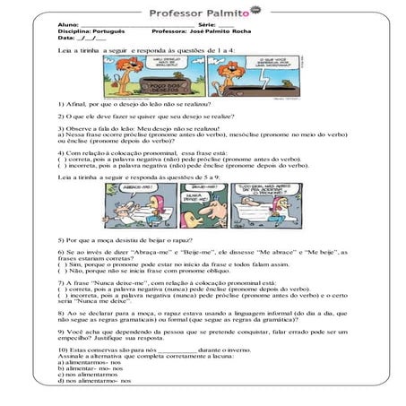 Exercícios colocação pronominal