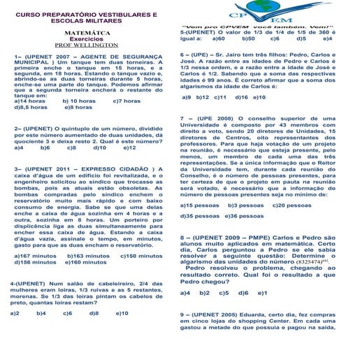 Exercícios mat revisão 1. mês bv