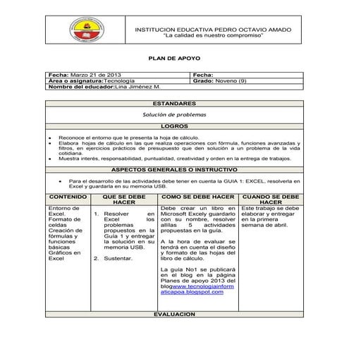 F plan de apoyo tecnologia de 9