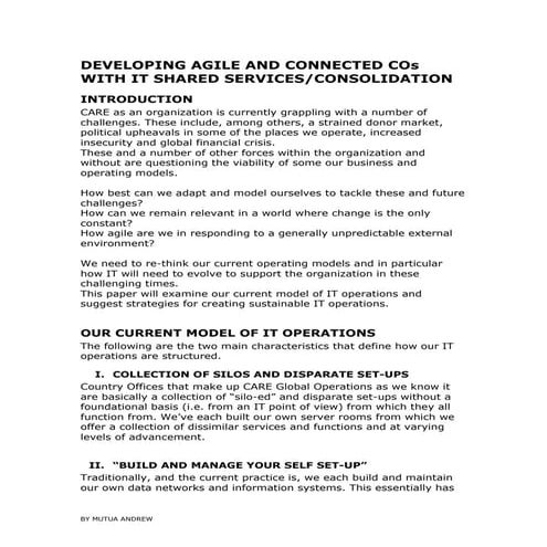 Developing Agile COs with IT Shared Services