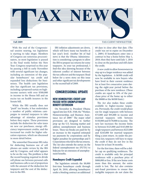 Fall2009 Tax Client Newsletter