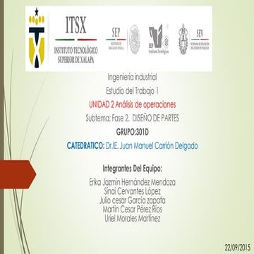 Análisis de operaciones. Fase 2.  Diseño de partes