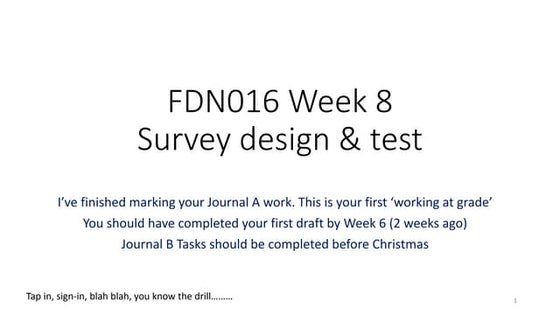 FDN016 Week 8 survey design and test
