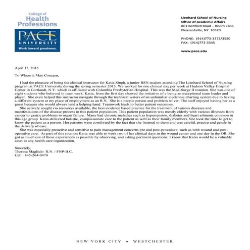 Letter of Recommendation from Theresa Magliulo RN FNP-BC