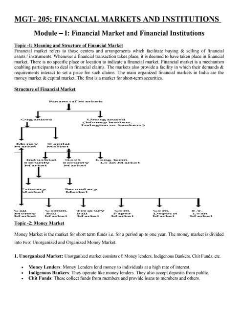 Financial institutions and markets notes as per BPUT syllabus for MBA 2nd sem...