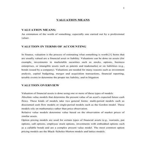 valuation of Goodwill