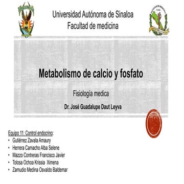 Metabolismo de calcio y fosfato