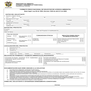 Formato Licencias Ambientales