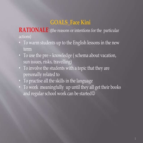  experimental sequence_demonstrating a lesson plan- "face kini"