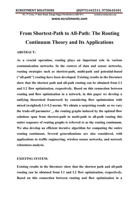 From shortest path to all-path the routing continuum theory and its applications
