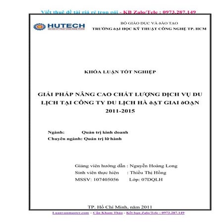 Giải Pháp Nâng Cao Chất Lượng Dịch Vụ Du Lịch Tại Công Ty Du Lịch Hà Ðạt.docx