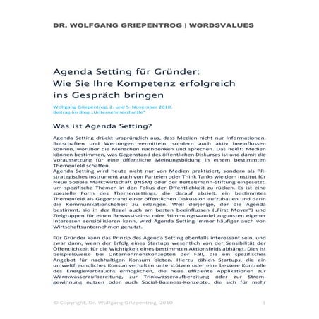 Agenda Setting für Gründer