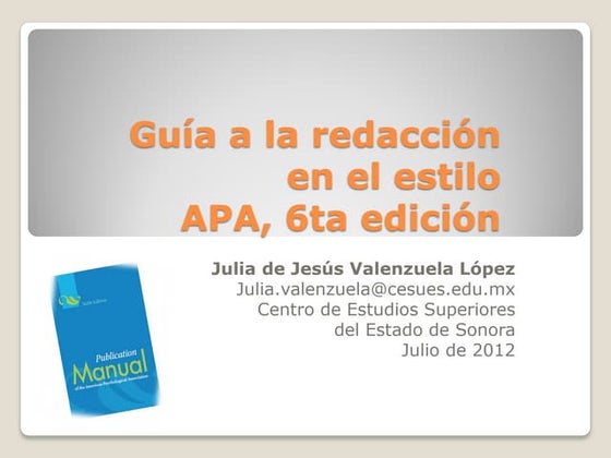 Guía a la redacción en estilo APA