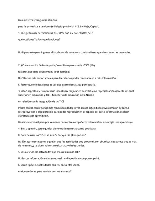 ENTREVISTA A UNA DOCENTE