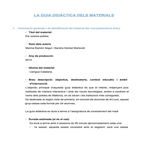 Guia didàctica: Els nostres pobles