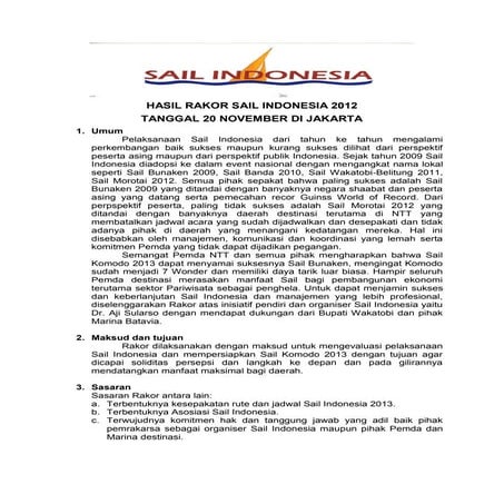 Hasil Rakor Sail Indonesia 2012 (http://ajisularso.com)