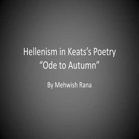 Hellenism in keats’s poetry