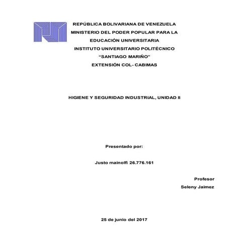 Higiene y seguridad industrial unidad ii