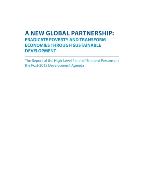 The Report of the High-Level Panel of Eminent Persons on the Post-2015 Develo...