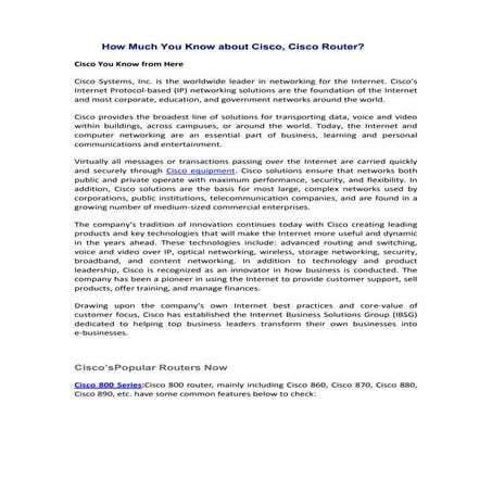 How much you know about cisco, cisco router