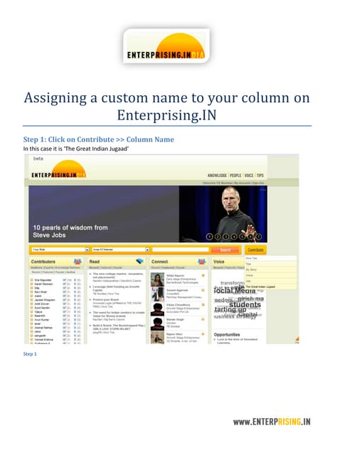 How to assign a custom name to your column on enterprising.in
