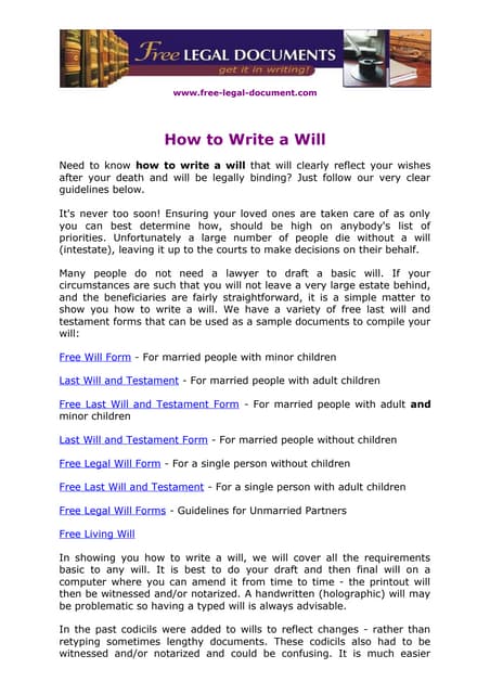 How To Write A Will