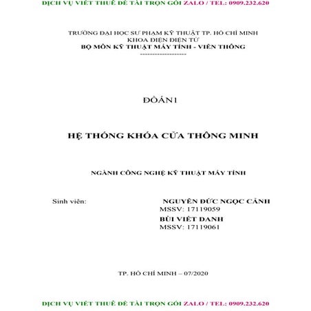 Hệ Thống Khóa Cửa Thông Minh dùng Arduino (Nguyễn Đức Ngọc Cảnh).doc