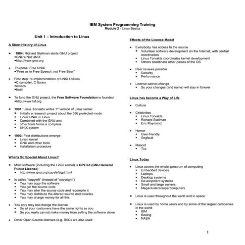 Ibm system programming training   module 2 - linux basics