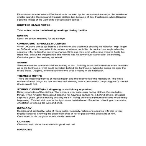 Shutter island analysis