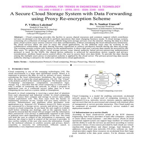 A Secure Cloud Storage System with Data Forwarding using Proxy Re-encryption ...