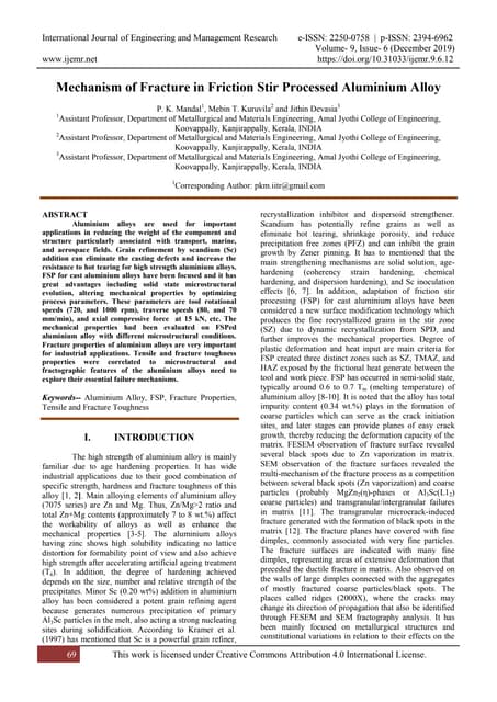 Mechanism of Fracture in Friction Stir Processed Aluminium Alloy