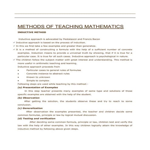 Method of teching in mathematics 
