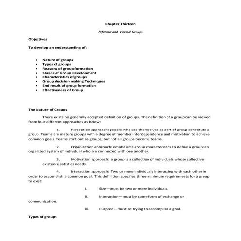 Informal and formal groups