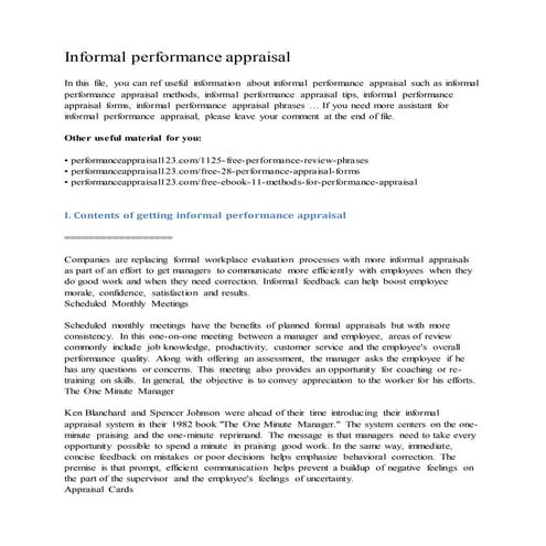 Informal performance appraisal
