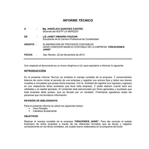 INFORME TÉCNICO DE LIZ JANET HIBARRA PAUCAR