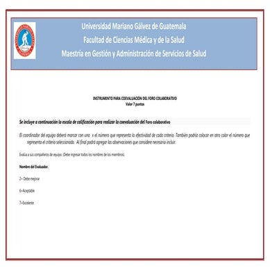 Instrumento para coevaluación del foro colaborativo