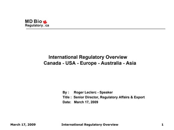 International Regulatory Overview   2009 Rev Linkedln