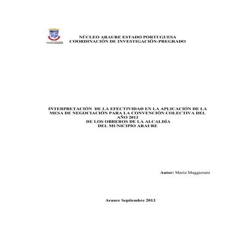 Interpretacion de la efectividad de la mesa de negociacion en l a contratacio...