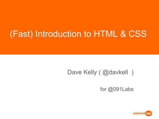 (Fast) Introduction to HTML & CSS 