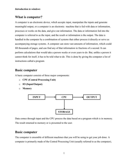 Introduction to computer
