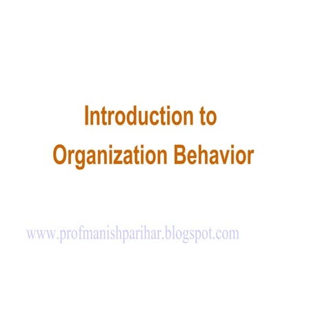 Introduction to Organization Behavior